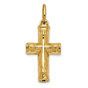 14k Yellow Gold Cross Ash Holder Pendant Textured Finish