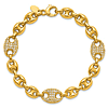 18k Yellow Gold .83 ct tw Diamond Puffed Mariner Link Bracelet 7.5in