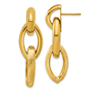 18k Yellow Gold Marquise Link Dangle Earrings with Polished and Brushed Finish