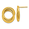 18k Yellow Gold Double Circle Post Earrings