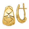 18k Yellow Gold Quilted J Hoop Earrings