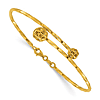 24k Yellow Gold Twisted Diamond-cut Floral Bypass Cuff Bracelet