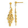 24k Yellow Gold Peacock Chandelier Dangle Earrings