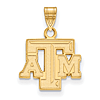 10kt Yellow Gold 1/2in Texas A&M University Beveled Pendant