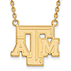 14kt Yellow Gold 3/4in Texas A&M Beveled ATM Pendant with 18in Chain