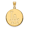 14k Yellow Gold 7/8in Los Angeles Dodgers Disc Pendant