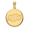 10kt Yellow Gold 3/4in Oklahoma State University OSU Disc Pendant