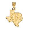 14kt Yellow Gold 3/4in Texas A&M University State Outline Pendant