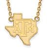 14k Yellow Gold 3/4in Texas A&M State Outline Pendant with 18in Chain