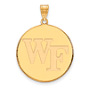 Wake Forest University WF Disc Pendant 1in 10k Yellow Gold