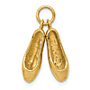 14k Yellow Gold 3-D Ballet Slippers Charm