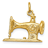 14k Yellow Gold 3-D Antique Sewing Machine Pendant