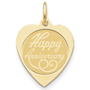 14kt Yellow Gold 3/4in Heart Shaped Happy Anniversary Charm