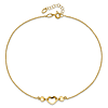 14k Yellow Gold Open Heart with Heart Accents Anklet