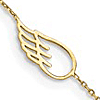 14k Yellow Gold Wing Charm Anklet 10in