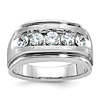 14k White Gold Men's 1 ct tw Lab Grown Diamond Channel Set Ring With Grooves