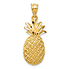 14k Yellow Gold Diamond-cut Pineapple Pendant 1in