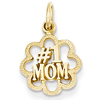 14kt Yellow Gold 3/8in #1 Mom Charm with Fancy Border