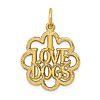 14k Yellow Gold I Love Dogs Pendant 3/4in