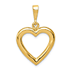 14k Yellow Gold Polished Open Heart Pendant 3/4in