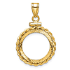 14k Yellow Gold Twisted Wire and Diamond-cut Coin Bezel for 1/10 Oz Maple Leaf Coin