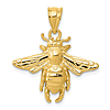 14k Yellow Gold Polished Bee Pendant 3/4in