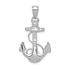 14k White Gold 7/8in Polished Anchor Pendant with Rope