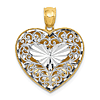 14k Two-Tone Gold Reversible Filigree Heart Pendant 3/4in