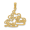 14k Yellow Gold I Love You Mom Script Charm