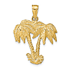 14k Yellow Gold Two Palm Trees Pendant 7/8in