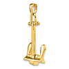 14k Yellow Gold 3-D T-Bar Anchor Pendant 1in