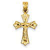 14k Yellow Gold Hollow Reversible Pointed Crucifix Pendant 7/8in