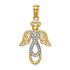 14k Yellow Gold Rhodium Infinity Angel Pendant 3/4in