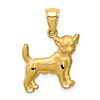 14k Yellow Gold Chihuahua Pendant 1/2in