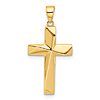 14k Yellow Gold Modern Latin Cross Pendant With Facets 7/8in