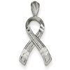 14kt White Gold 5/8in Diamond-cut Cancer Awareness Ribbon Pendant