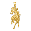 14k Yellow Gold Diamond-cut Galloping Horse Pendant 1 1/2in