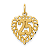 14k Yellow Gold 25th Anniversary Heart Pendant 5/8in