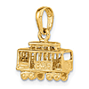 14k Yellow Gold 3-D Cable Car Pendant