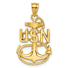 14kt Yellow Gold 7/8in U.S. Navy Anchor Pendant