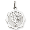 14kt White Gold 5/8in Registered Nurse Scalloped Charm