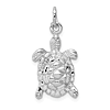 14k White Gold Polished Turtle Charm with Open Back 5/8in