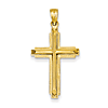 14k Yellow Gold 1 1/8in Polished Cross Pendant