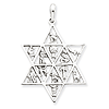 14k White Gold 12 Tribes Star of David Pendant 1 3/8in