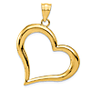 14k Yellow Gold Tilted Open Heart Pendant 1in