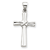 14kt White Gold 1in Hollow Wrapped Cross Pendant
