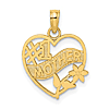 14k Yellow Gold #1 MOTHER in Heart Frame Pendant with Flowers