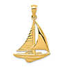 14k Yellow Gold Sailboat Pendant 1in