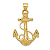 14kt Yellow Gold 1 1/4in Anchor Pendant with Rope