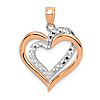 14k Rose and White Gold Intertwined Hearts Pendant 3/4in